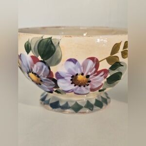 Gibson Elite Hand-Painted Floral Pedestal Bowl – Vintage Style Art Pottery
